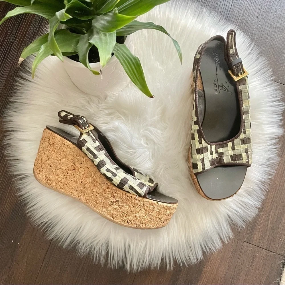 VICINI wedge Slingback kork patterned sandal